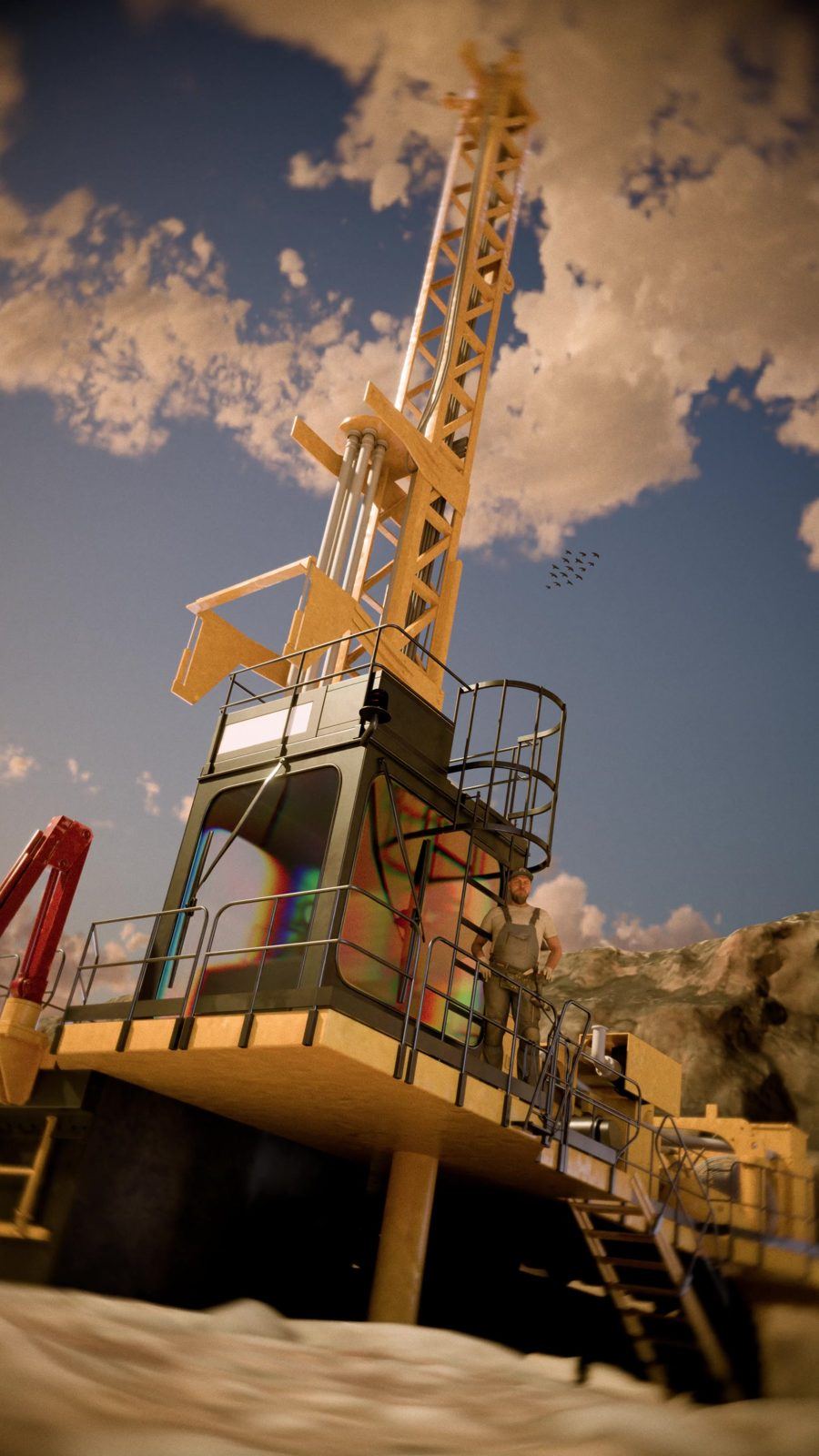 Drill rig on a mine bench
