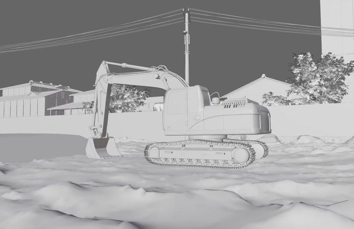 Excavator clay render