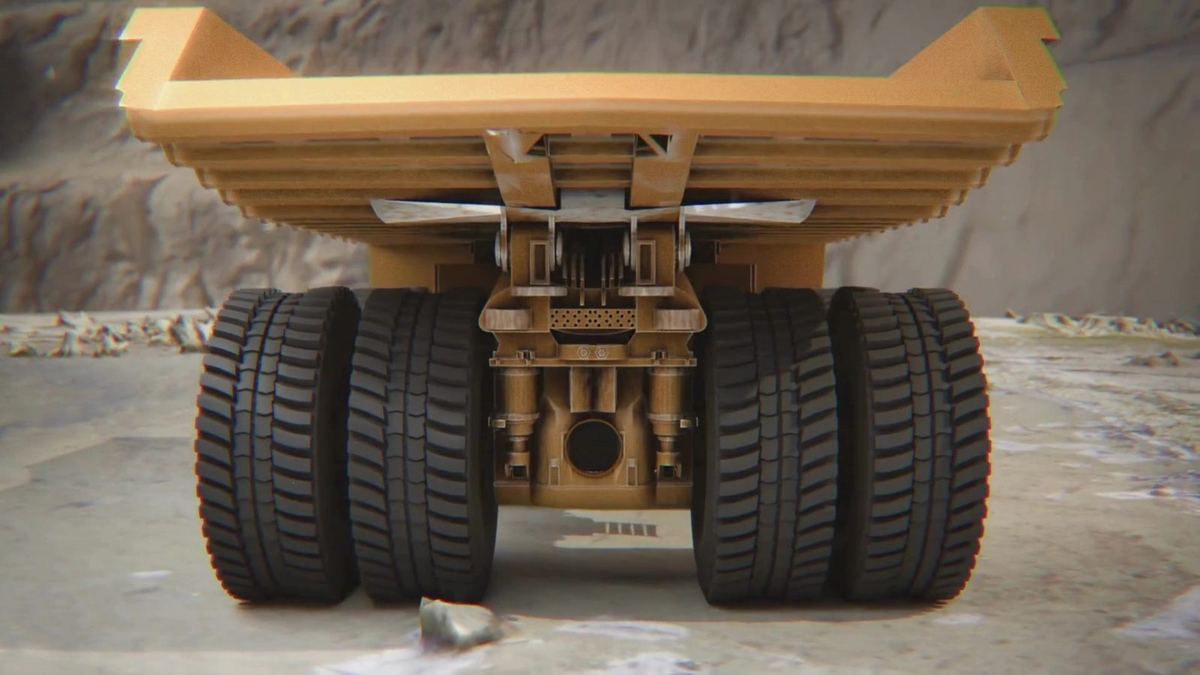 Rear view of a haul truck