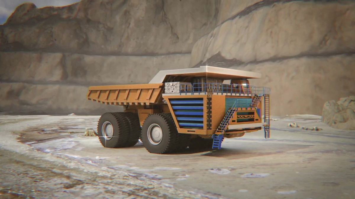 Haul truck in an open pit