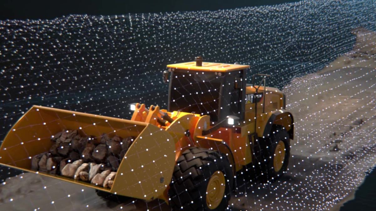 Loader rendered over point cloud data